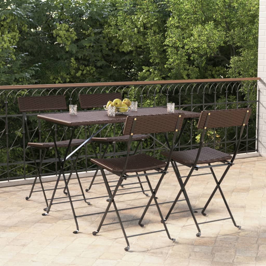 Bistrostühle 4 Stk. Klappbar Braun Poly Rattan und Stahl