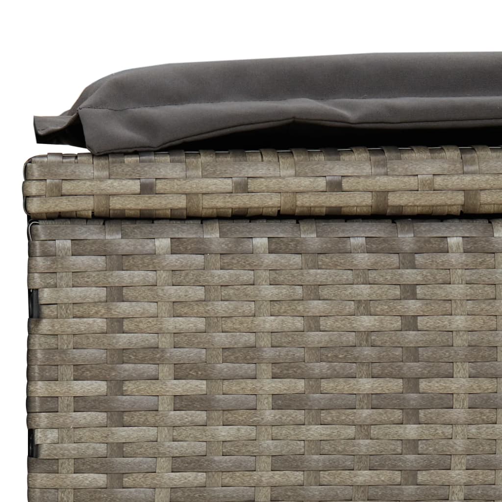 Sonnenliegen 2 Stk. mit Tisch Grau Poly Rattan