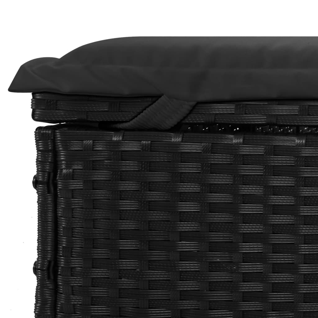 Sonnenliege mit Faltdach Schwarz 213x63x97 cm Poly Rattan