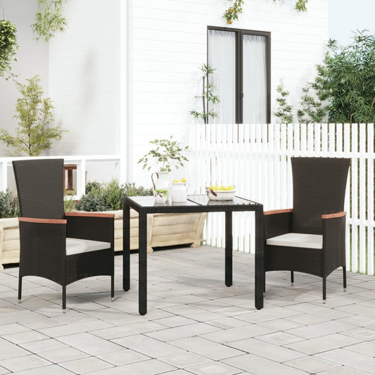 Gartenstühle mit Kissen 2 Stk. Poly Rattan Schwarz