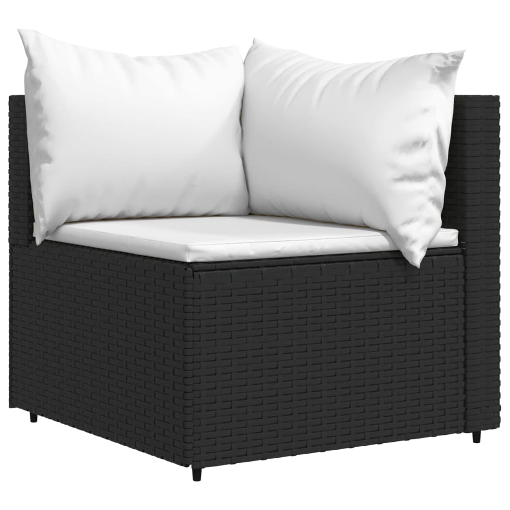 Garten-Ecksofas mit Kissen 2 Stk. Schwarz Poly Rattan