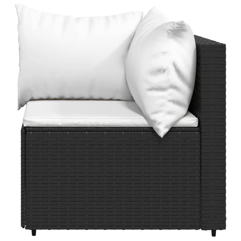 Garten-Ecksofas mit Kissen 2 Stk. Schwarz Poly Rattan