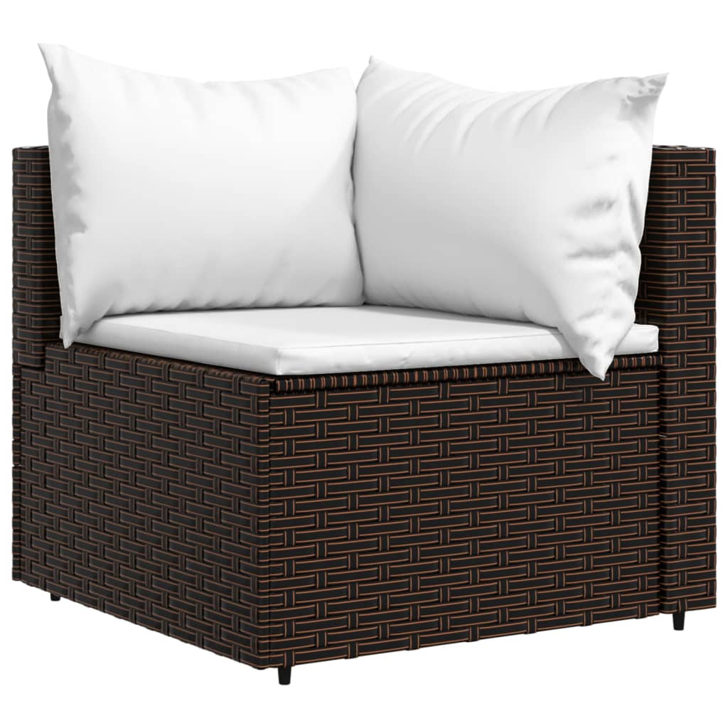 Garten-Ecksofas mit Kissen 2 Stk. Braun Poly Rattan