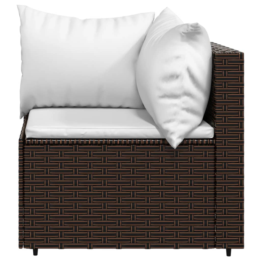 Garten-Ecksofas mit Kissen 2 Stk. Braun Poly Rattan