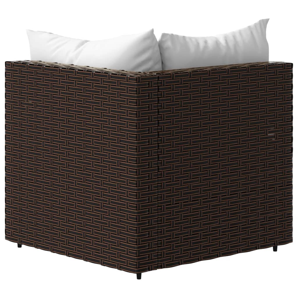 Garten-Ecksofas mit Kissen 2 Stk. Braun Poly Rattan