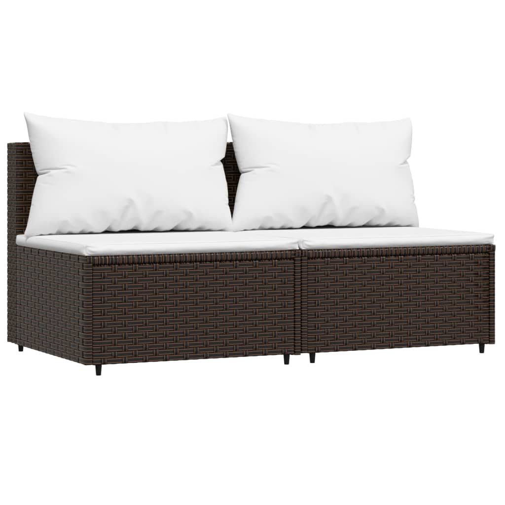 3-tlg. Garten-Lounge-Set mit Kissen Braun Poly Rattan