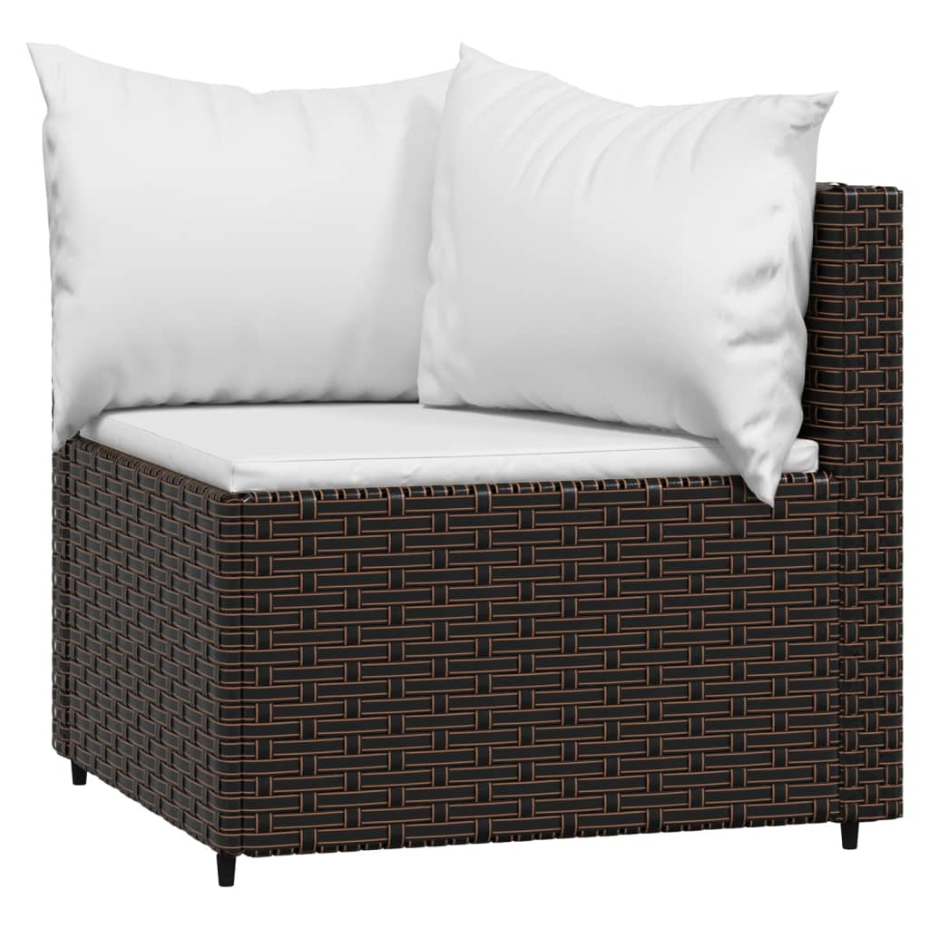 Garten-Ecksofas mit Kissen 2 Stk. Braun Poly Rattan