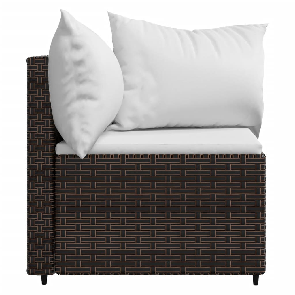 Garten-Ecksofas mit Kissen 2 Stk. Braun Poly Rattan