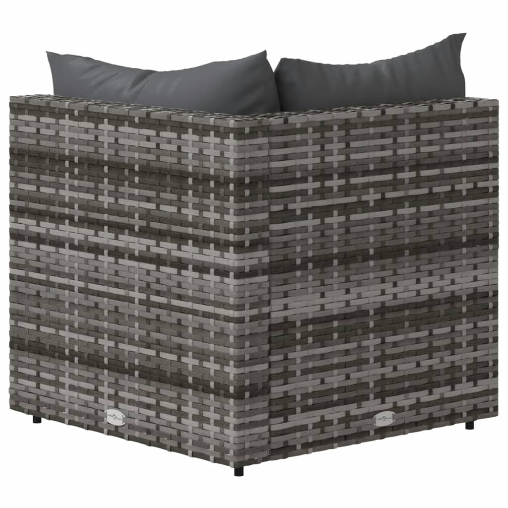 Garten-Ecksofas mit Kissen 2 Stk. Grau Poly Rattan