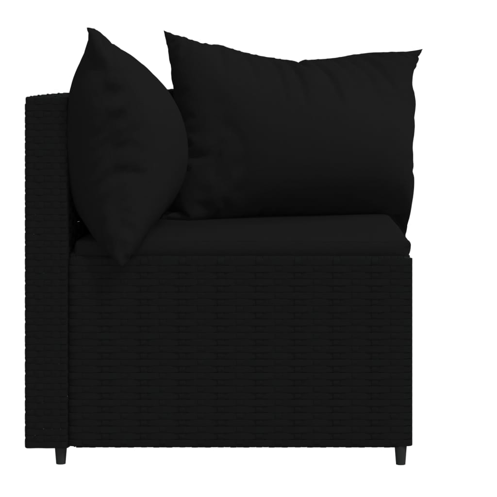 Garten-Ecksofas mit Kissen 2 Stk. Schwarz Poly Rattan