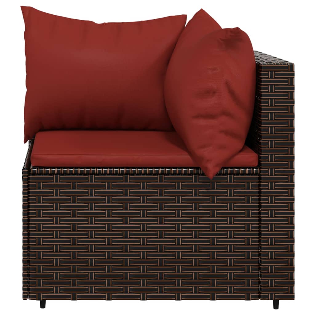 Garten-Ecksofas mit Kissen 2 Stk. Braun Poly Rattan