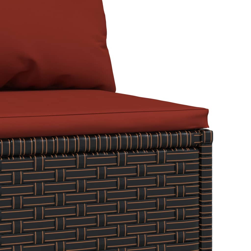 Garten-Mittelsofas mit Kissen 2 Stk. Braun Poly Rattan