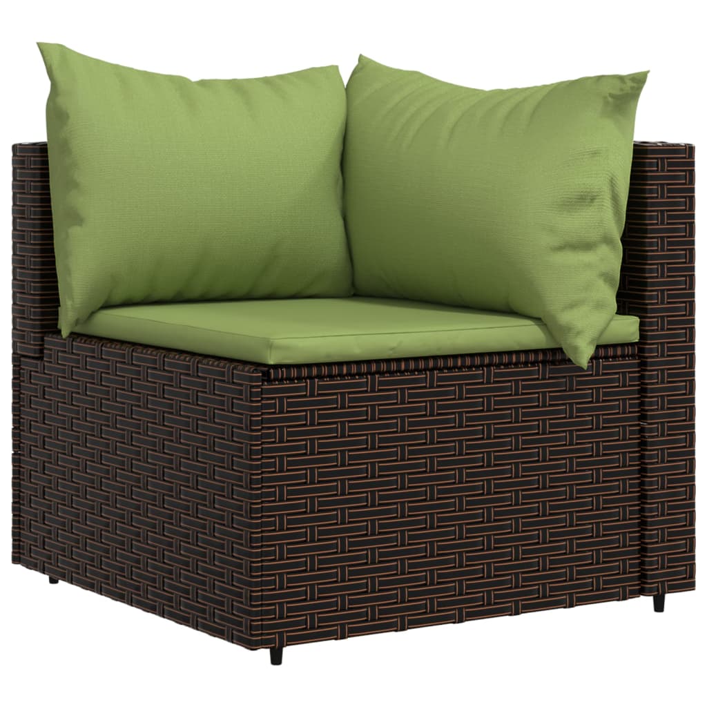 Garten-Ecksofas mit Kissen 2 Stk. Braun Poly Rattan