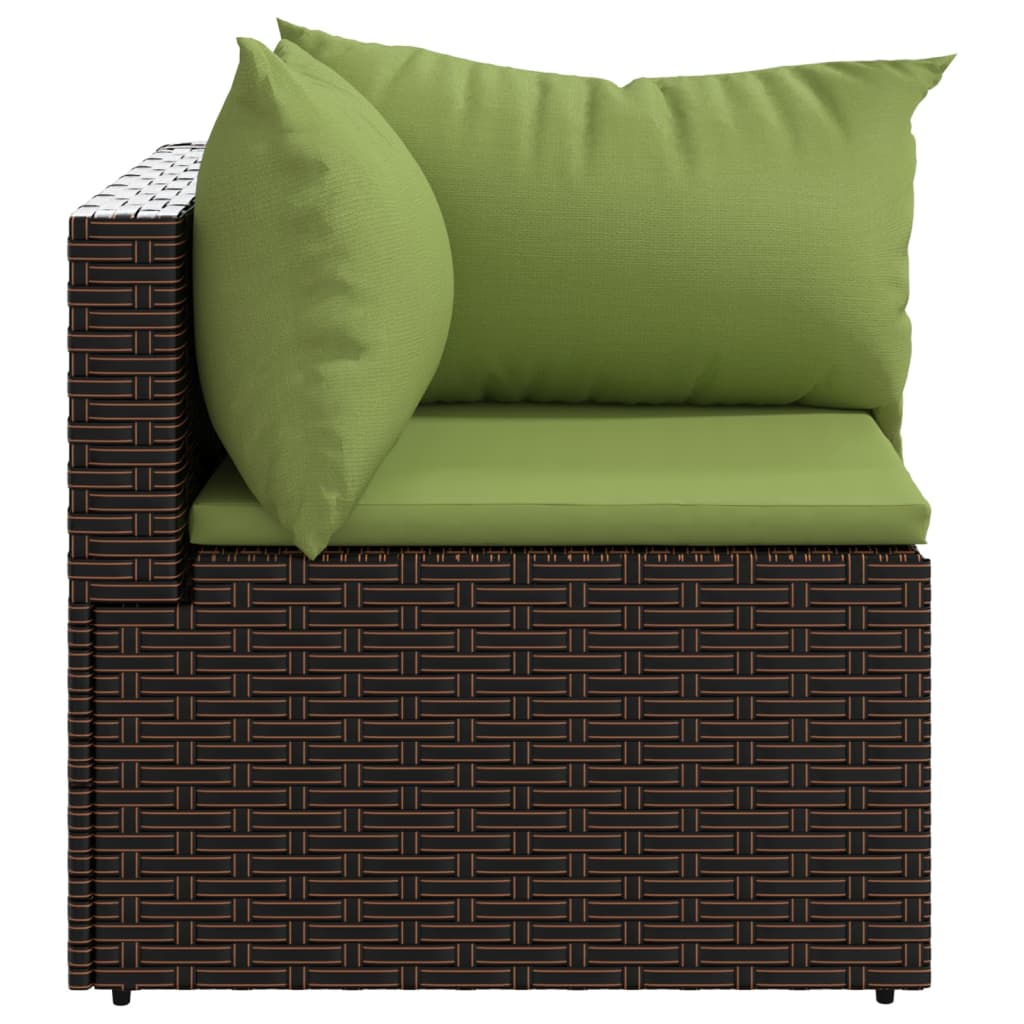 Garten-Ecksofas mit Kissen 2 Stk. Braun Poly Rattan