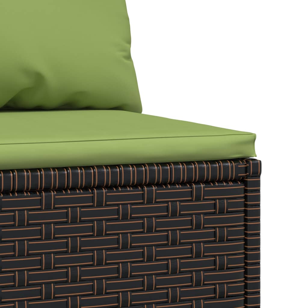 Garten-Mittelsofas mit Kissen 2 Stk. Braun Poly Rattan