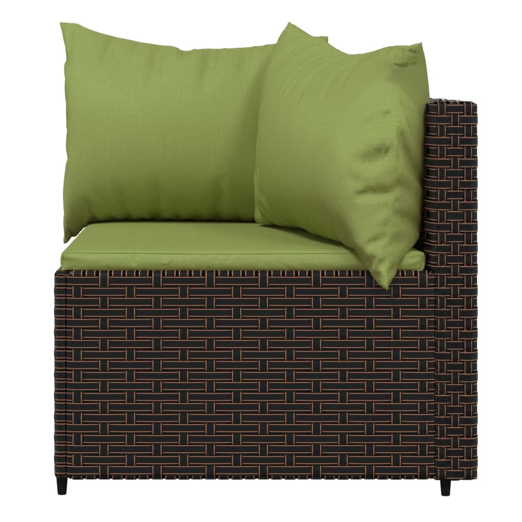 3-tlg. Garten-Lounge-Set mit Kissen Braun Poly Rattan