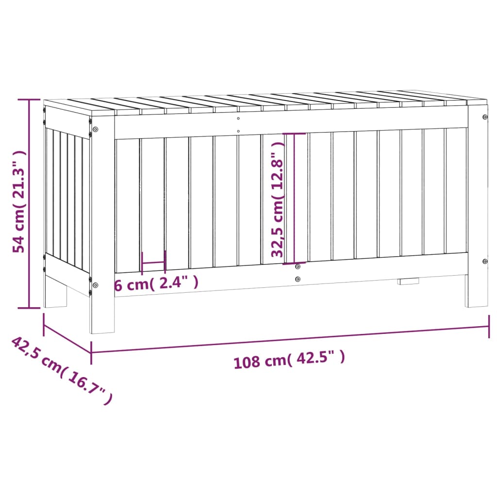 Gartentruhe Grau 108x42,5x54 cm Massivholz Kiefer