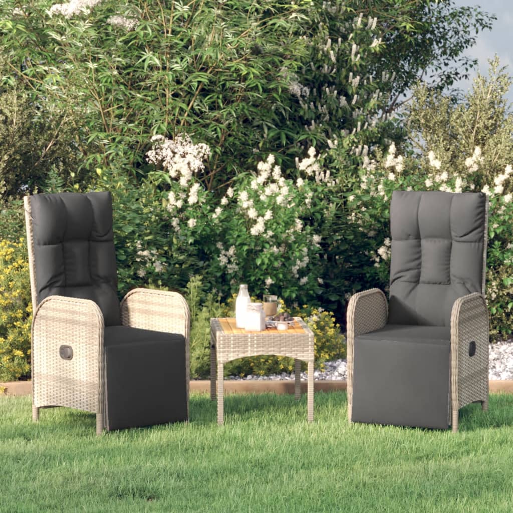 Garten-Relaxsessel mit Kissen 2 Stk. Poly Rattan Grau