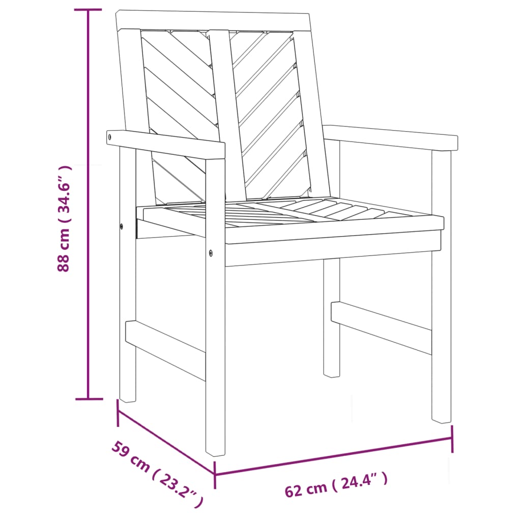 Garten-Essstühle 2 Stk. Massivholz Akazie