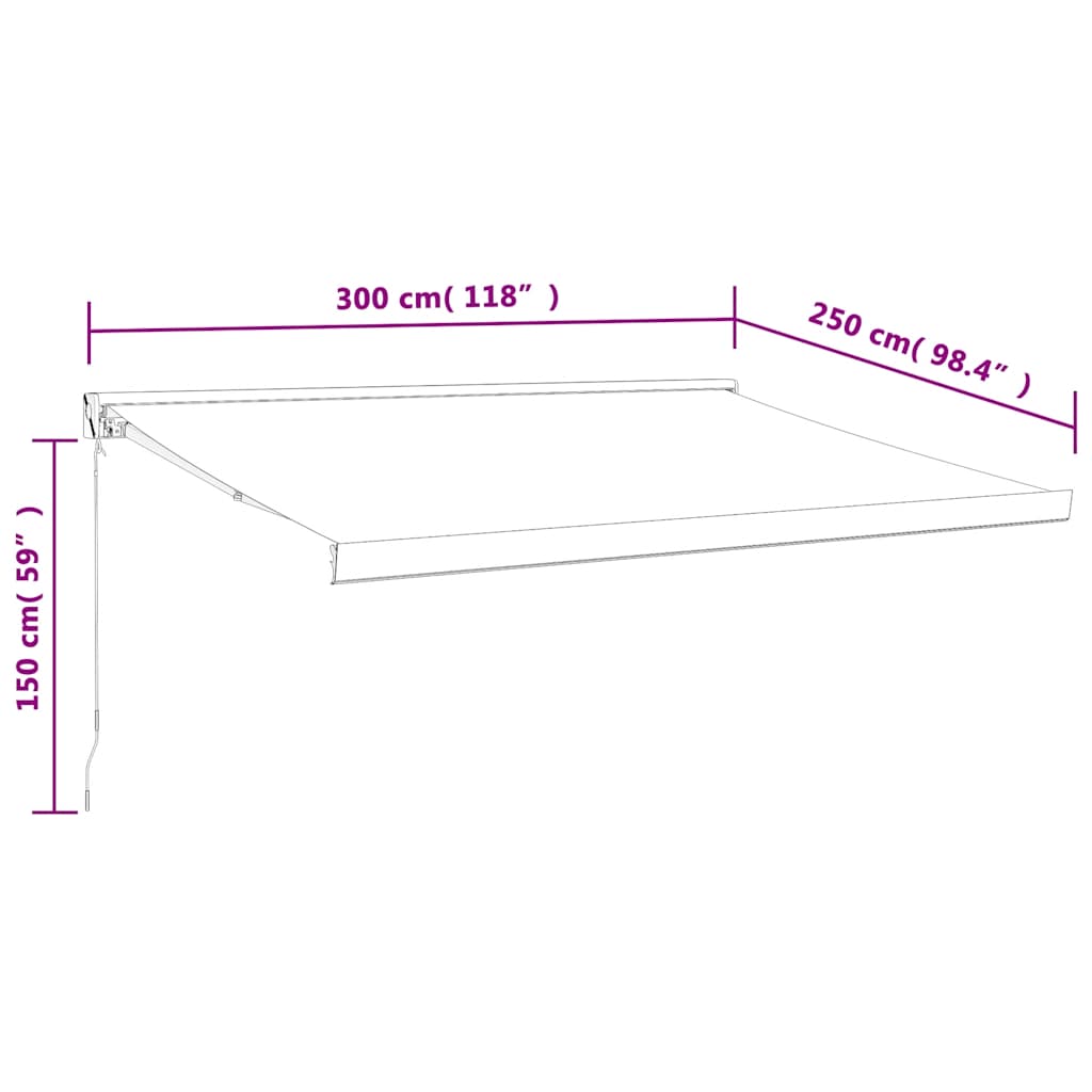 Markise Einziehbar Orange und Braun 3x2,5 m Stoff und Aluminium