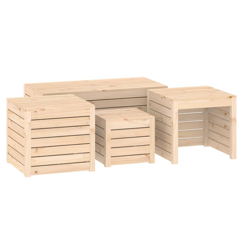 4-tlg. Gartenbox-Set Massivholz Kiefer