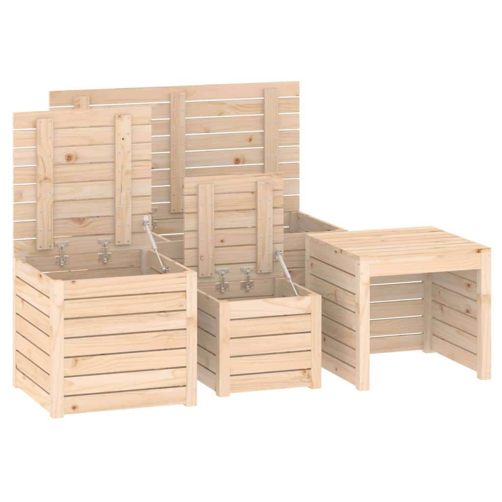 4-tlg. Gartenbox-Set Massivholz Kiefer