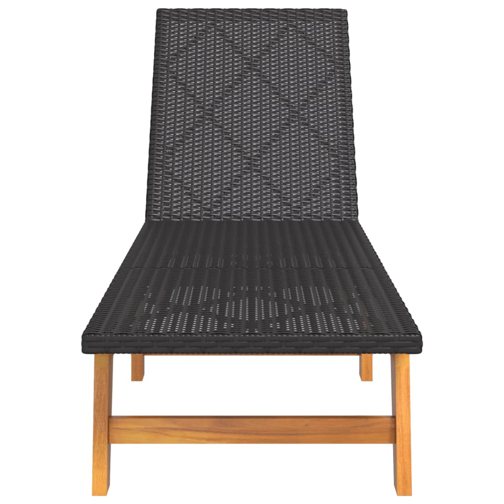 Sonnenliege mit Tisch Poly Rattan und Massivholz Akazie