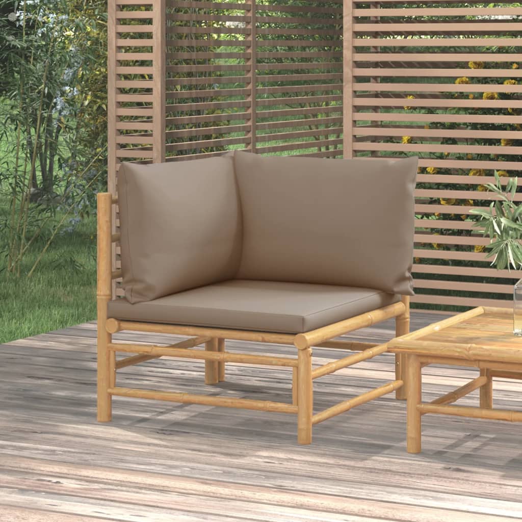 Garten-Ecksofa mit Taupe Kissen Bambus