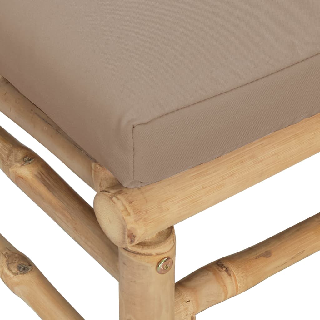 Garten-Mittelsofa mit Taupe Kissen Bambus