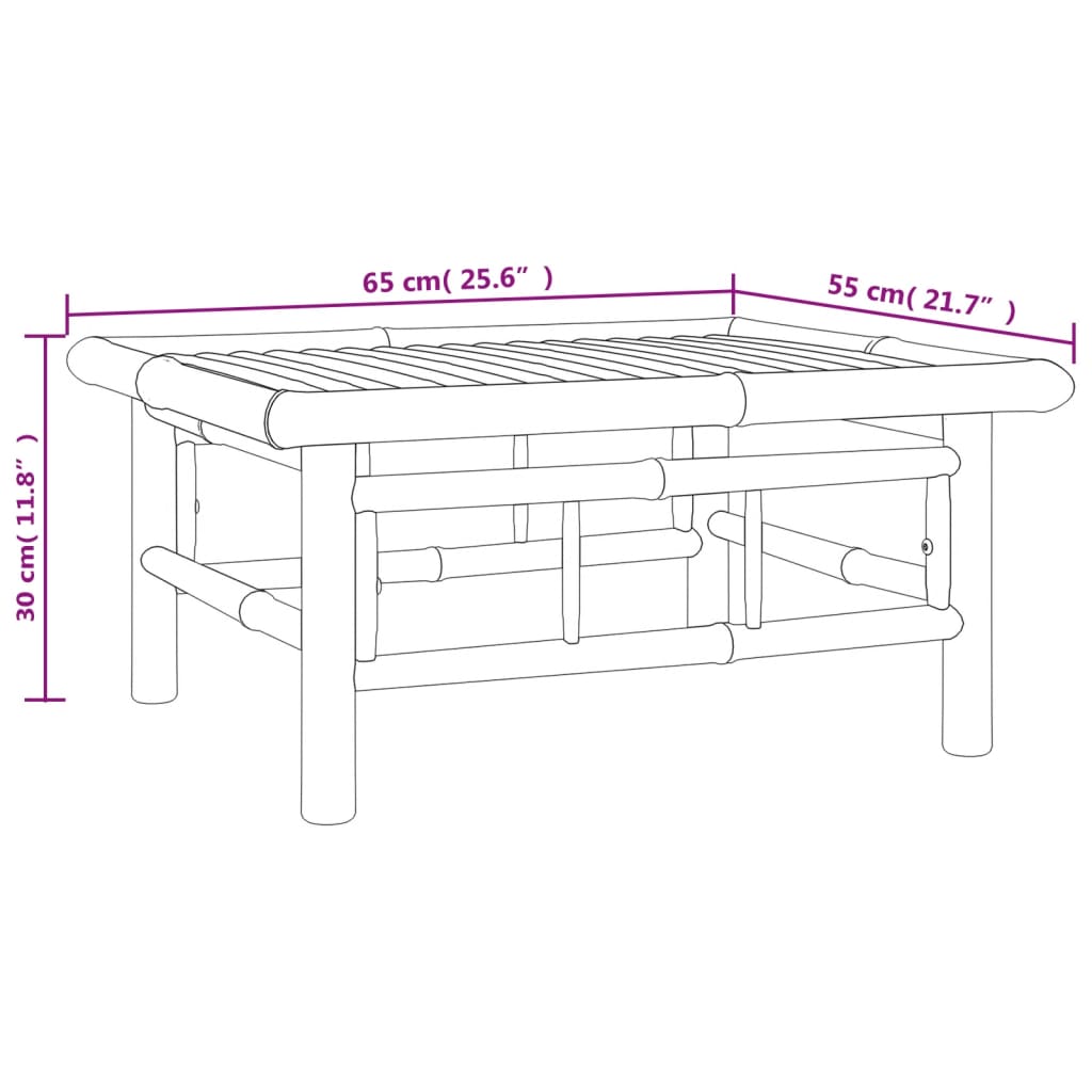 2-tlg. Garten-Lounge-Set mit Cremeweißen Kissen Bambus