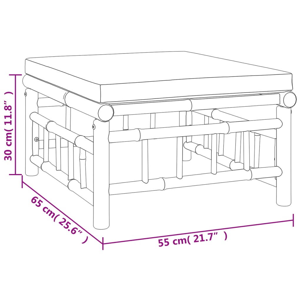 3-tlg. Garten-Lounge-Set mit Dunkelgrauen Kissen Bambus