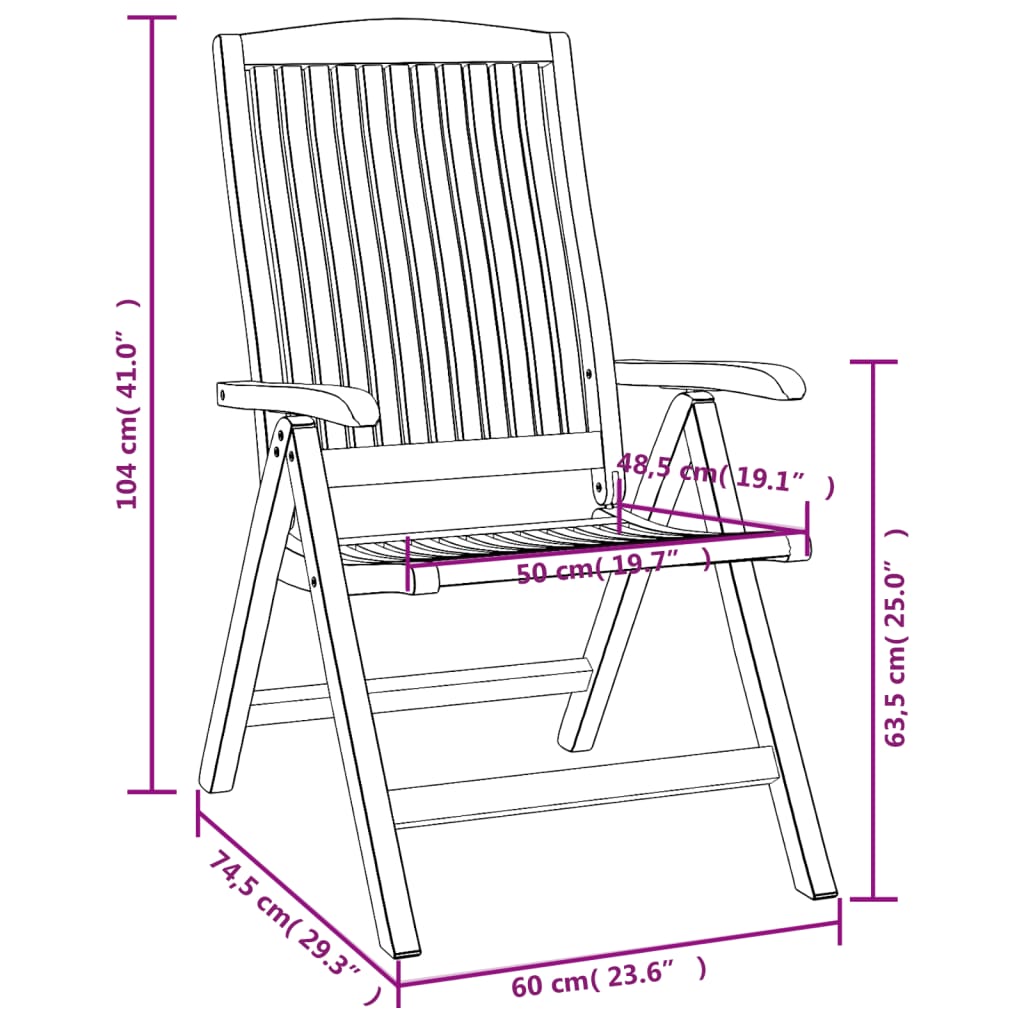 Gartenstühle 8 Stk. Verstellbar Massivholz Teak