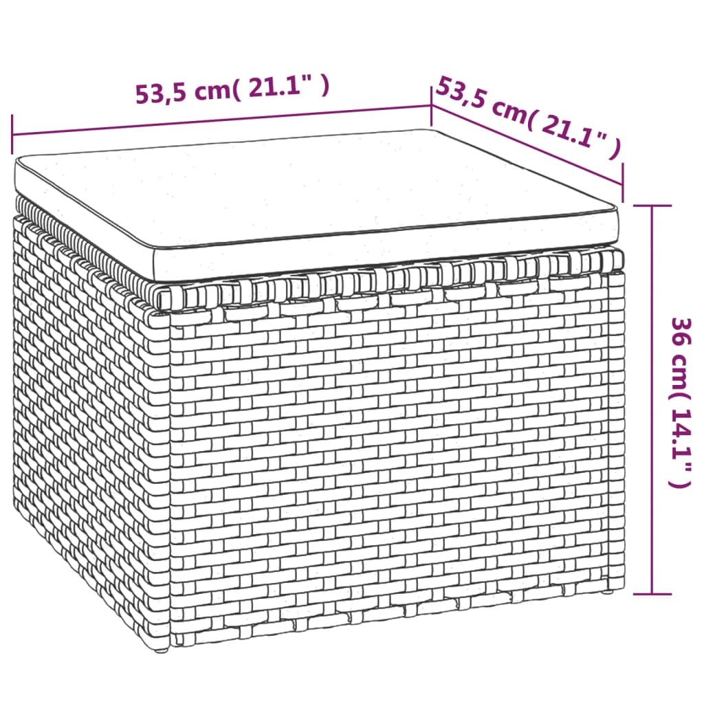 3-Sitzer-Gartensofa mit Dach und Fußhocker Schwarz Poly Rattan