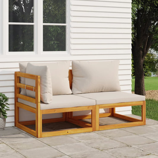 2-tlg. Garten-Sofa-Set mit Kissen Massivholz Akazie