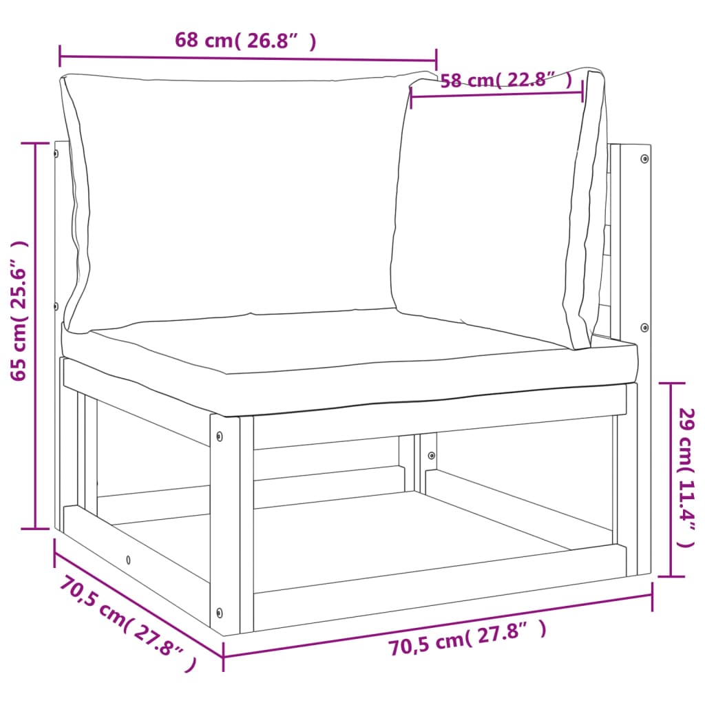 2-tlg. Garten-Sofa-Set mit Kissen Massivholz Akazie