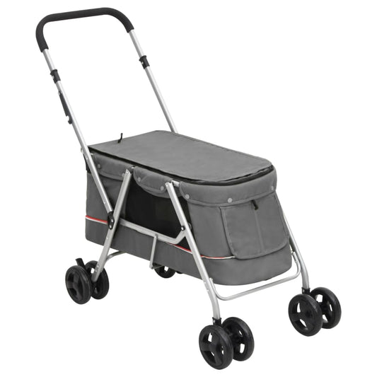 Hundewagen Faltbar Grau 100x49x96 cm Leinenstoff