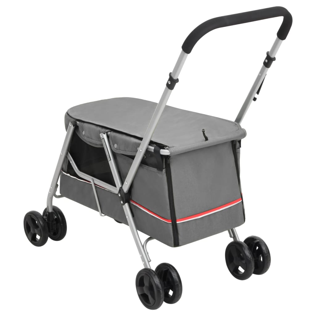 Hundewagen Faltbar Grau 100x49x96 cm Leinenstoff