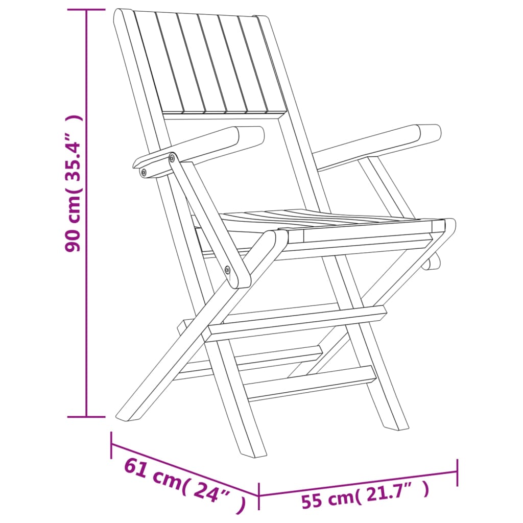 Gartenstühle 2 Stk. Klappbar 55x61x90 cm Massivholz Teak