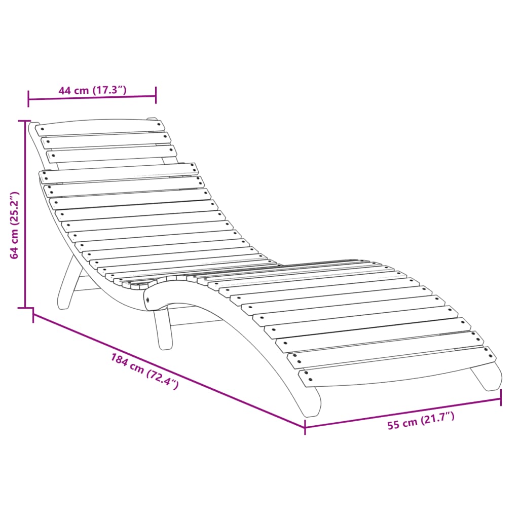 Sonnenliegen 2 Stk. Grau 184x55x64 cm Massivholz Akazie