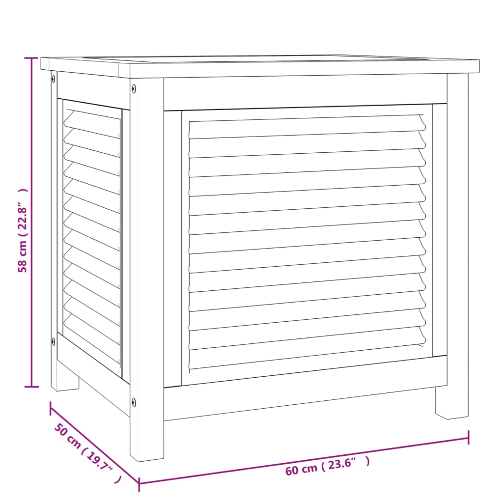 Gartenbox mit Beutel 60x50x58 cm Massivholz Teak