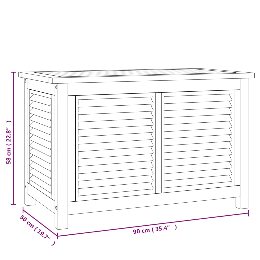 Gartenbox mit Beutel 90x50x58 cm Massivholz Teak