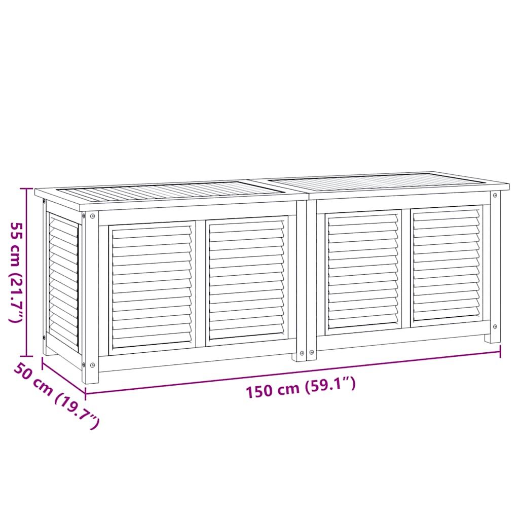 Gartenbox mit Beutel 150x50x55 cm Massivholz Teak