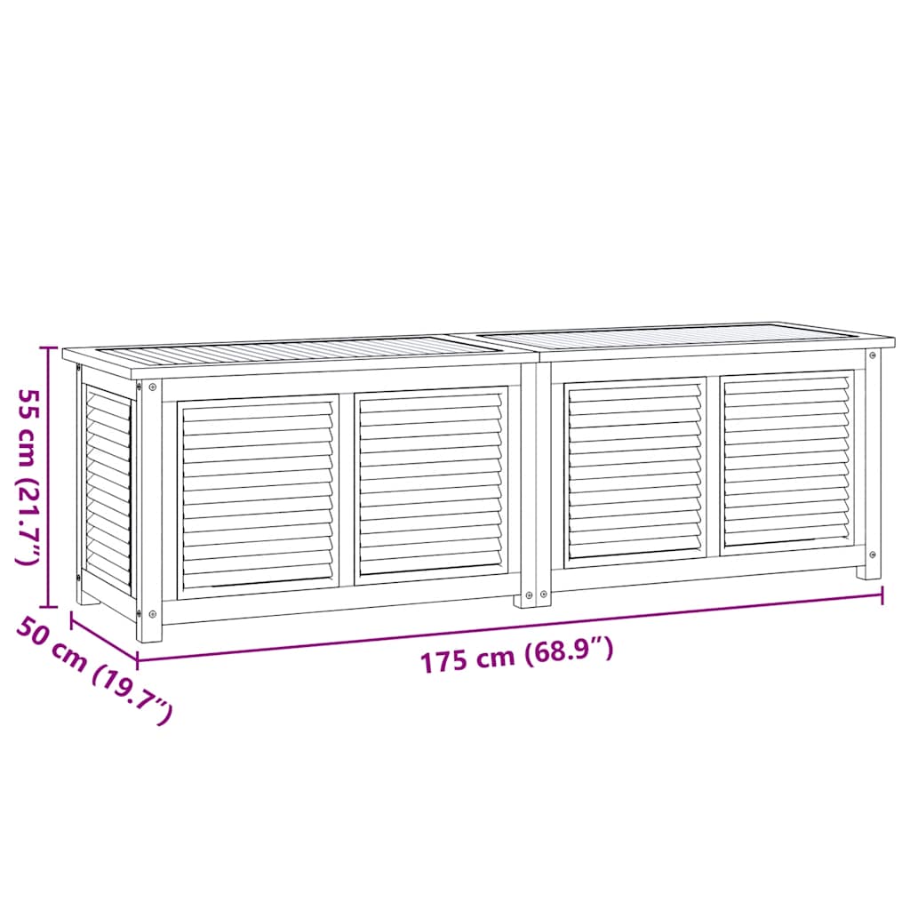 Gartenbox mit Beutel 175x50x55 cm Massivholz Teak