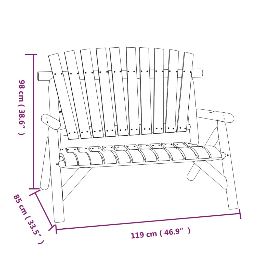 Gartenbank 2-Sitzer 119x85x98 cm Massivholz Fichte