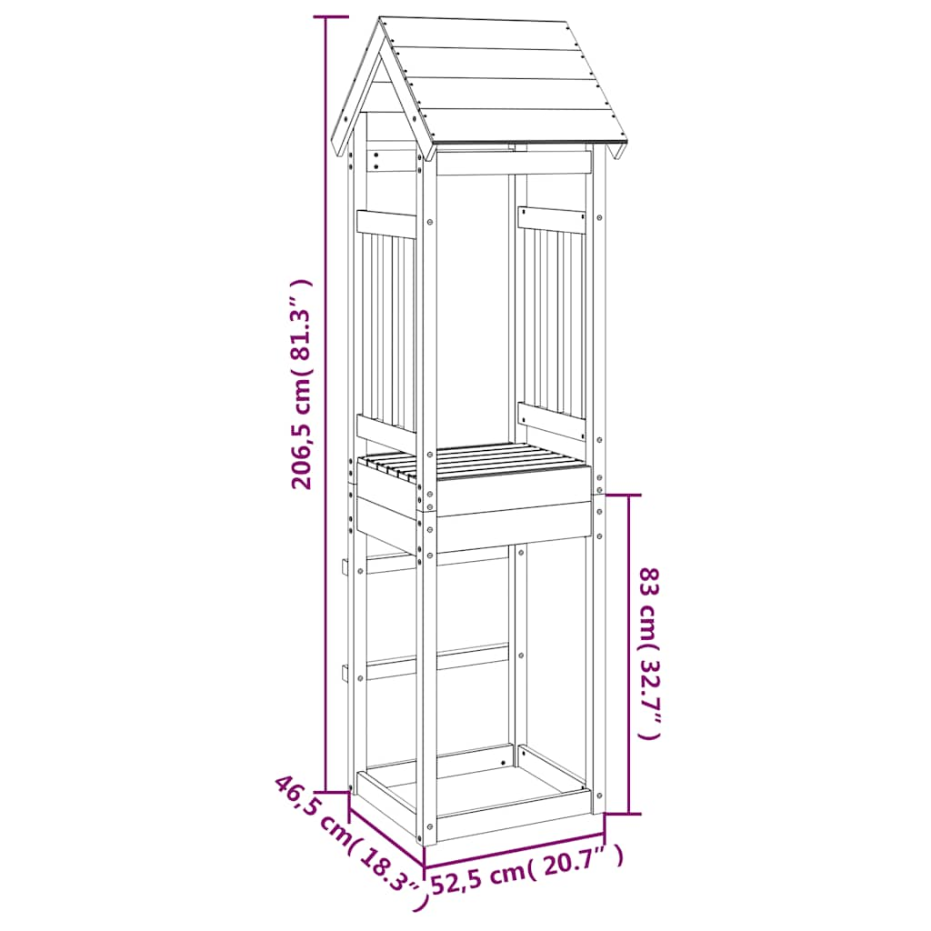 Spielturm 52,5x46,5x206,5 cm Massivholz Douglasie