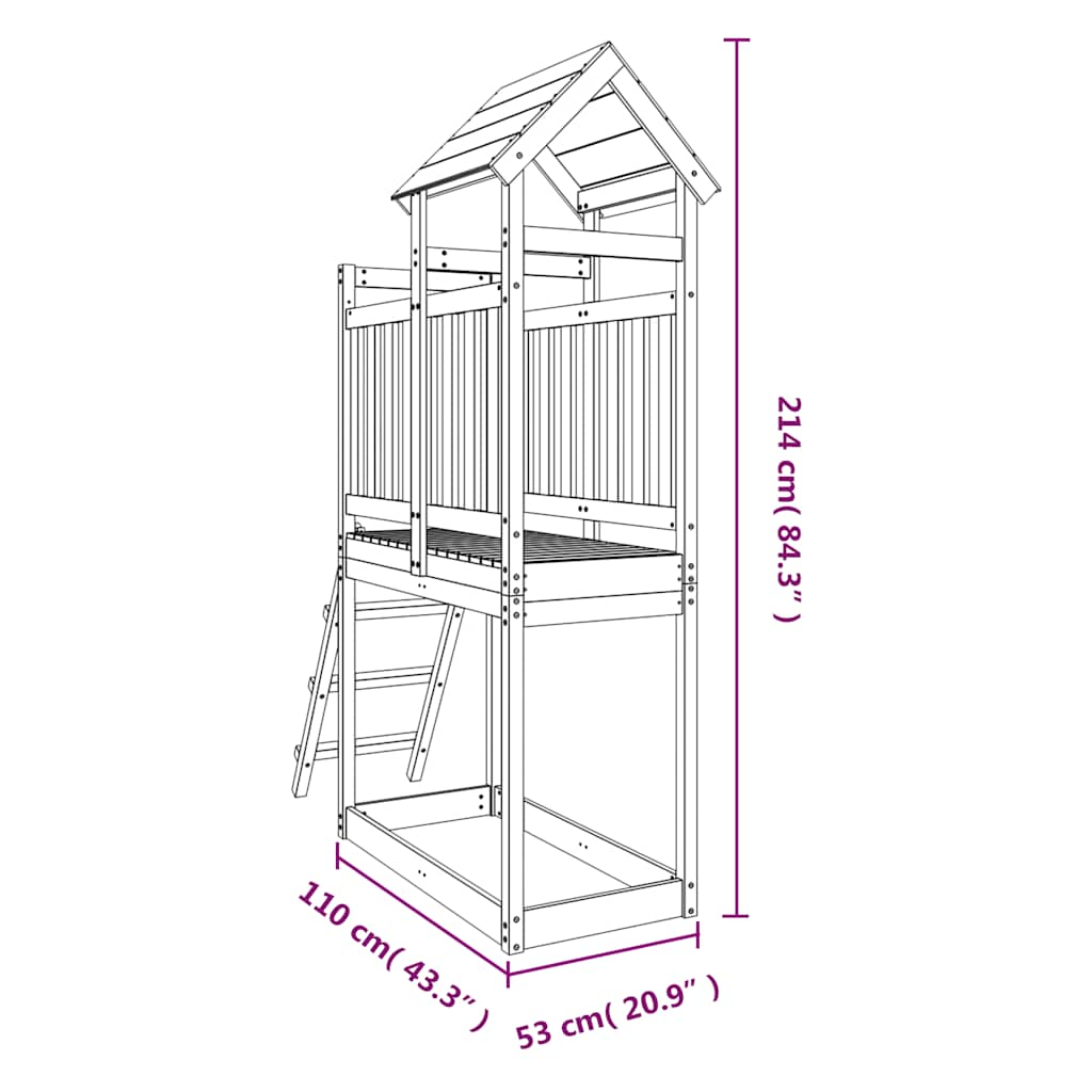 Spielturm 53x110x214 cm Massivholz Kiefer