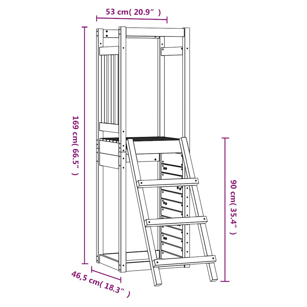 Spielturm 53x46,5x169 cm Massivholz Douglasie