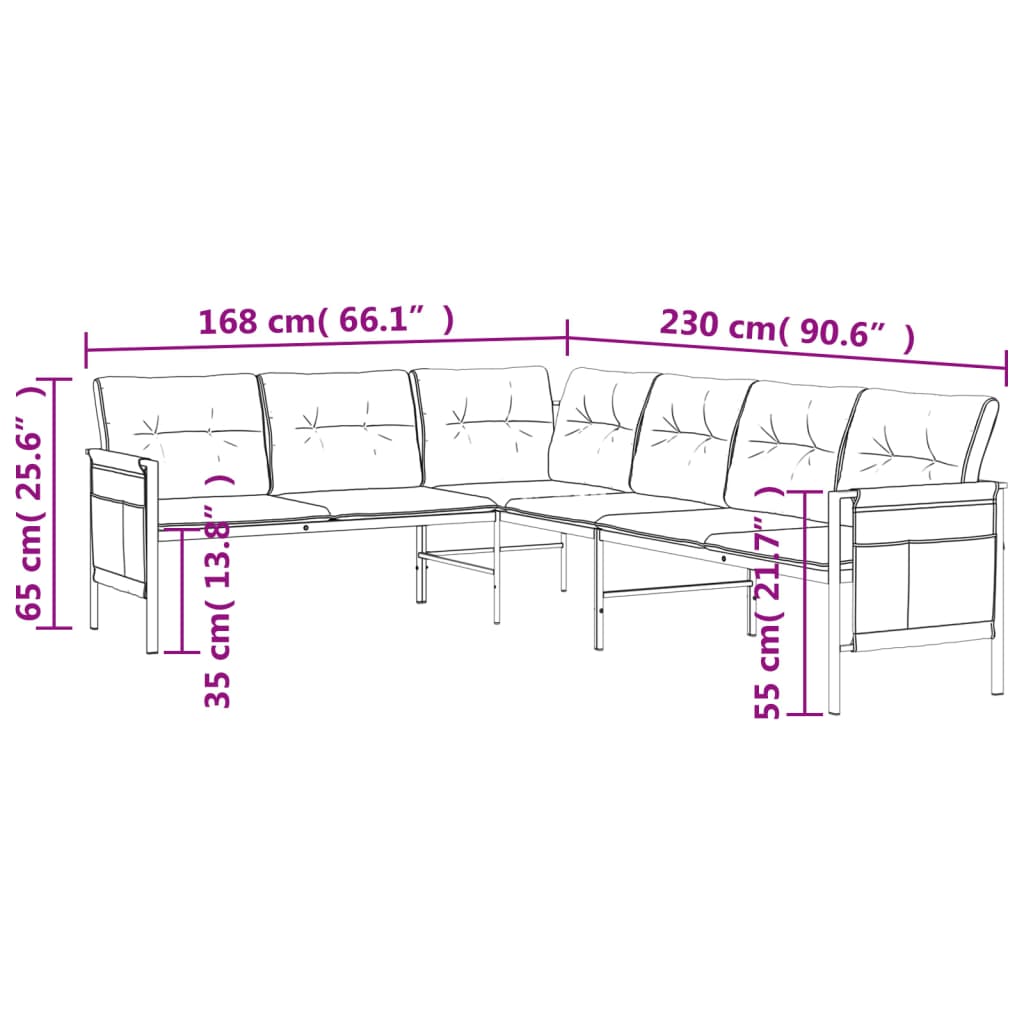 Garten-Ecksofa Anthrazit Stahl und Textilene