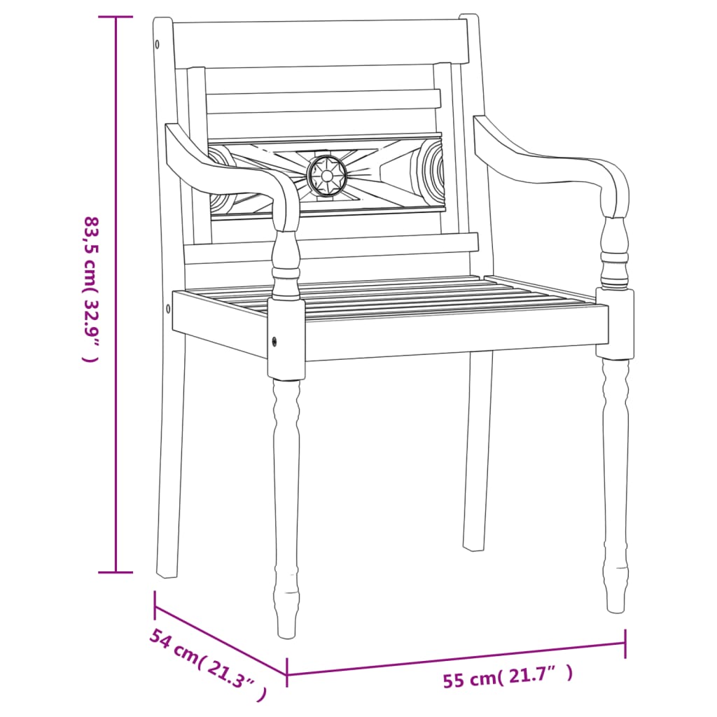 Batavia-Stühle 6 Stk. Weiß Massivholz Teak