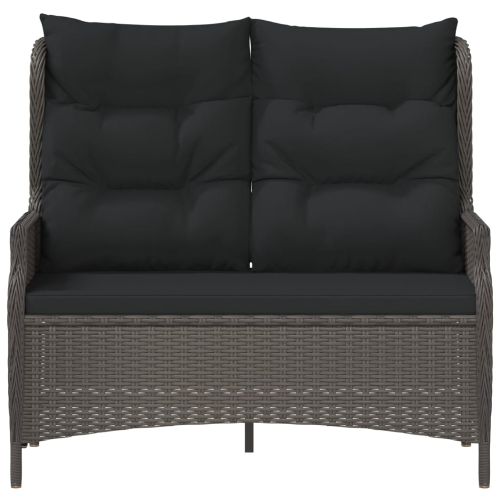 Gartenbank 2-Sitzer mit Kissen Schwarz Poly Rattan